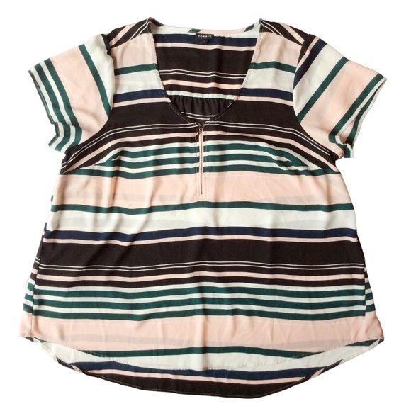 torrid Striped Sheer 'Georgette' Zip-Front Blouse - Size 1 (1X) - Picture 4 of 6
